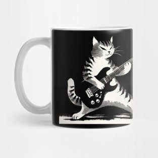 Electric Guitar Cat Rock Music Japan Style Funny Cat Mug